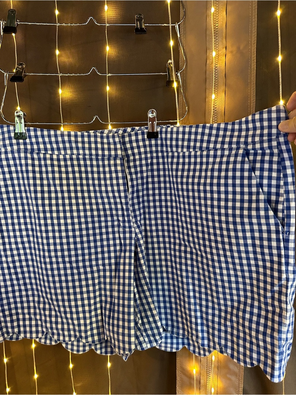 crown & ivy Blue and White Gingham Flat-Front Women’s Shorts